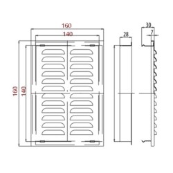 Kratka wentylacyjna, metalowa D/AK 140x140 mm DOSPEL 007-4405, grafit